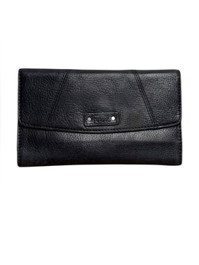Fossil Women’s Black Leather Wallet Snap Closure Checkbook Holder